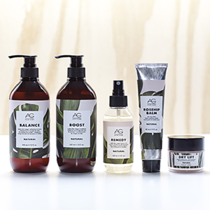 Range of AG Hair Products with white background